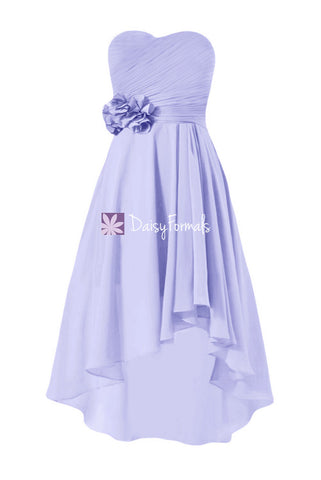 Light Iris Chiffon Party Dress Floral Lavender High Low Bridesmaids Dress Prom Dress (BM2436)