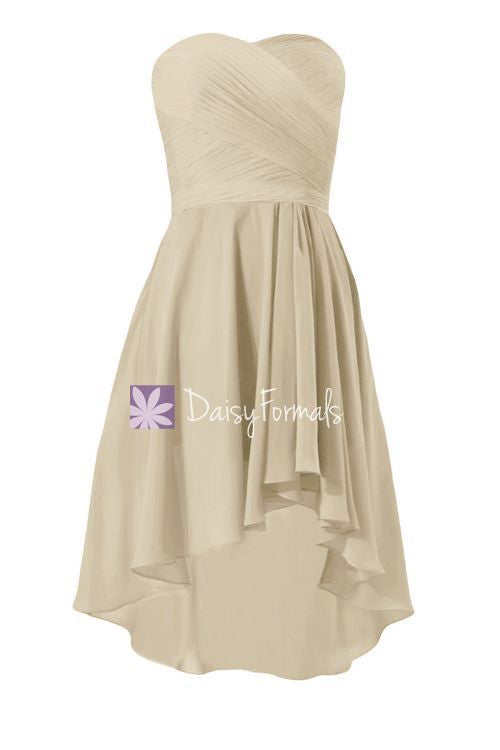 High-Low Champagne Chiffon Bridesmaids Dress Short Party Dress Formal DaisyFormals-Bridesmaid and Formal Dresses in 59+ Colors High-Low Champagne Chiffon Bridesmaids Dress Short Party Dress Formal DaisyFormals-Bridesmaid and Formal Dresses in 59+ Colors