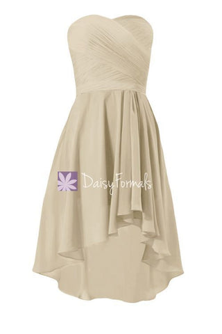 High-Low Champagne Chiffon Bridesmaids Dress Short Party Dress Formal Prom Dress (BM2440)