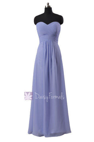 Sweetheart Periwinkle Chiffon Party Dress Floor Length Pale Lilac Formal Dress(BM2442)