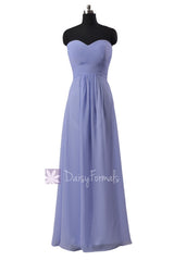 Sweetheart periwinkle chiffon party dress floor length pale lilac discount formal dress(bm2442)