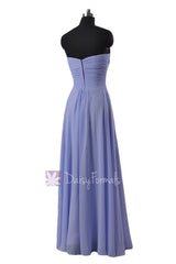 Sweetheart Periwinkle Chiffon Party Dress Floor Length Pale Lilac Formal Dress(BM2442)