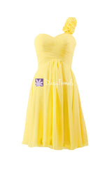 Stunning banana yellow floral shoulder party dress sweetheart bridesmaid dress (bm2442al)