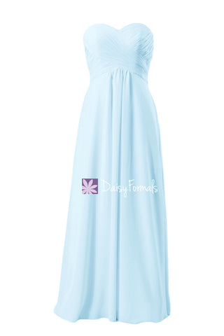 Full A-line Chiffon Bridesmaid Dress Full Length Ice Blue Chiffon Party Dress (BM2442L)