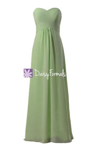 Strapless Chiffon Bridesmaid Dress Light Green Party Wears Evening Gown(BM2442L)