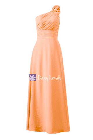 Floral One-Shoulder Strap Bridesmaid Dress Long Chiffon Party Dress (BM2449)