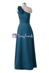 Floral One-Shoulder Strap Bridesmaid Dress Long Chiffon Party Dress (BM2449)