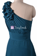 Floral One-Shoulder Strap Bridesmaid Dress Long Chiffon Party Dress (BM2449)