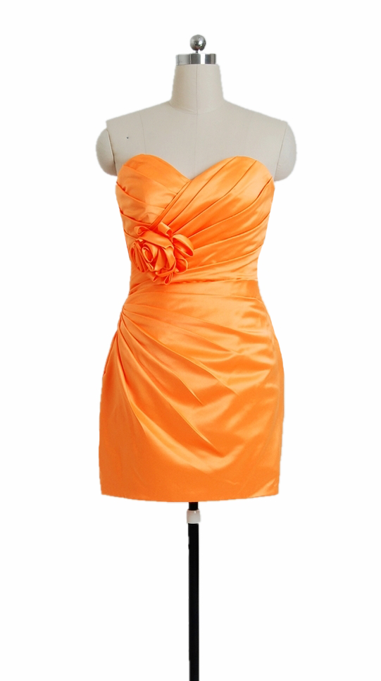 Fluorescent Orange Satin Bridesmaid Dress Cocktail Party Dress W/handmade Flowers (BM2450) DaisyFormals-Bridesmaid and Formal Dresses in 59+ Colors Fluorescent Orange Satin Bridesmaid Dress Cocktail Party Dress W/handmade Flowers (BM2450) DaisyFormals-Bridesmaid and Formal Dresses in 59+ Colors