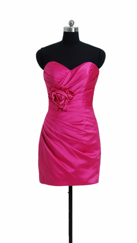 Hot Pink Satin Party Dress Cocktail Dress Bridesmaid Dress (BM2450)