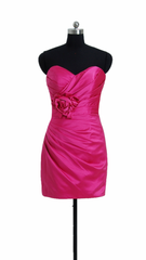 Hot pink satin party dress cocktail dress cheap bridesmaid dress (bm2450)