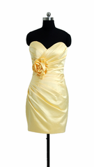 Banana party dress cocktail satin latest bridesmaid dress short sweetheart dress (bm2450)