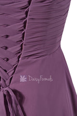 Knee Length Pale Purple Chiffon Dress Bridesmaid Dress W/Spaghetti Straps(BM2454S)