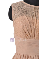 Short vintage chiffon bridal party dress online vintage zinnwaldite lace formal dresses (bm2529)