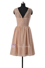 Short Vintage Chiffon Bridal Party Dress Vintage Zinnwaldite Lace Formal Dress (BM2529)