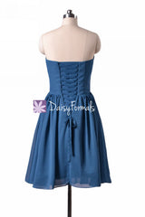 Peacock Blue Cocktail Bridesmaid Dresses Peacock themed bridesmaid dresses wedding dress (BM256)