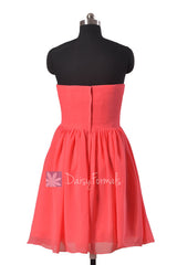 Adorable Cherry Chiffon Dress for Beach Wedding Short Sweetheart Bridesmaid Dress (BM256)