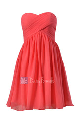 Adorable cherry chiffon dress for beach wedding short sweetheart bridesmaid dress (bm256)