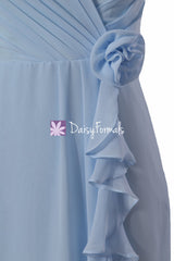 Vintage Blue Bridesmaid Dress Vintage Style Chiffon Party Dress Modest Formal Dress (BM266)