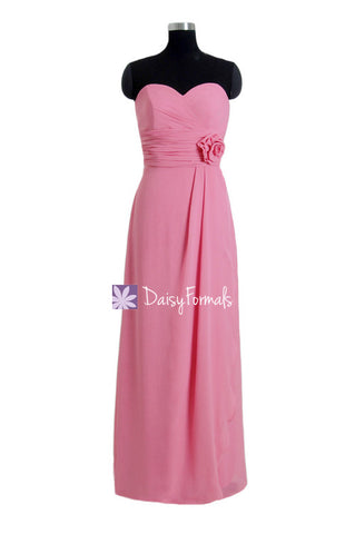 Lavender Pink Floor Length Bridesmaid Dress Strapless Evening Dress (BM270L)