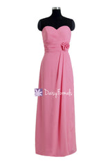 Lavender pink floor length elegant bridesmaid dress strapless evening dress (bm270l)