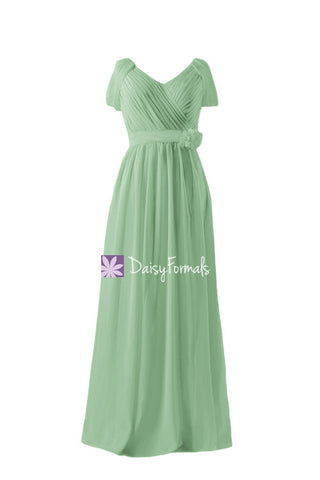 Sage Green Beach Wedding Party Dress Long Length Evening Dress Lady Formal Dress (BM283LA)
