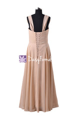 Nude color best bridesmaid dress formal evening gown beaching wedding party dresses (bm313)