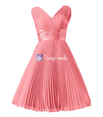 Lovely coral party dress vintage prom dress short modest prom dress (bm3171)