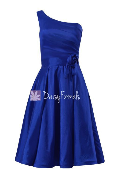 Royal Blue Taffeta Bridesmaids Dress One Shoulder Party Dress (BM32326)