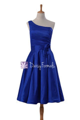 Royal Blue Taffeta Bridesmaids Dress One Shoulder Party Dress (BM32326)