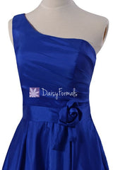 Royal Blue Taffeta Bridesmaids Dress One Shoulder Party Dress (BM32326)