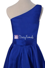 Royal Blue Taffeta Bridesmaids Dress One Shoulder Party Dress (BM32326)