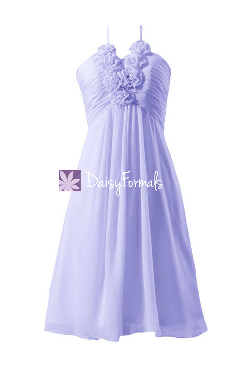 Lavender chiffon party dress knee length cheap bridesmaid dress cocktail dress (bm325)