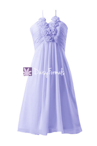 Lavender Chiffon Party Dress Knee Length Bridesmaid Dress Cocktail Dress (BM325)