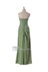 Long xanadu chiffon party dress long strapless best bridesmaid dresses w/pendants(bm3262)