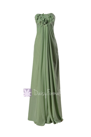 Long Xanadu Chiffon Party Dress Long Strapless Bridesmaid Dress W/Pendants(BM3262)