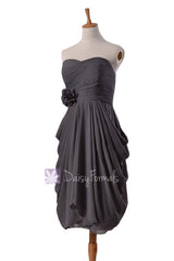 Sheath short gray unique bridesmaid dress slate gray cocktail dress prom dress(bm332)