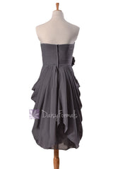 Sheath short gray unique bridesmaid dress slate gray cocktail dress prom dresses(bm332)