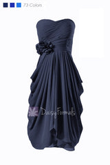 Sweetheart short chiffon discount bridesmaid dress navy blue bridal party dress formal dress(bm332)