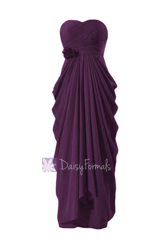Floor Length Chiffon Bridesmaid Dress Sweetheart Formal Dress Byzantium(BM332L)