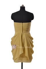 Vegas Gold Column Short Bridesmaid Dress Sweetheart Homecoming Dress(BM332N)