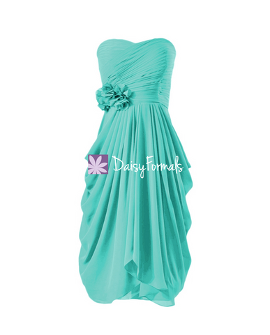 Symmetrical Short Party Dress Cocktail Dress Tiffany Blue Bridesmaid Dress (BM332)