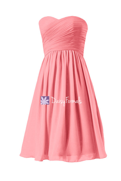 Inexpensive Light Coral Chiffon Bridesmaids Dress Knee Length Straples DaisyFormals-Bridesmaid and Formal Dresses in 59+ Colors Inexpensive Light Coral Chiffon Bridesmaids Dress Knee Length Straples DaisyFormals-Bridesmaid and Formal Dresses in 59+ Colors