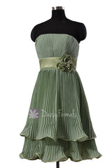 Classic short two-layer xanadu chiffon bridal party dress vintage formal evening dresses(bm334)