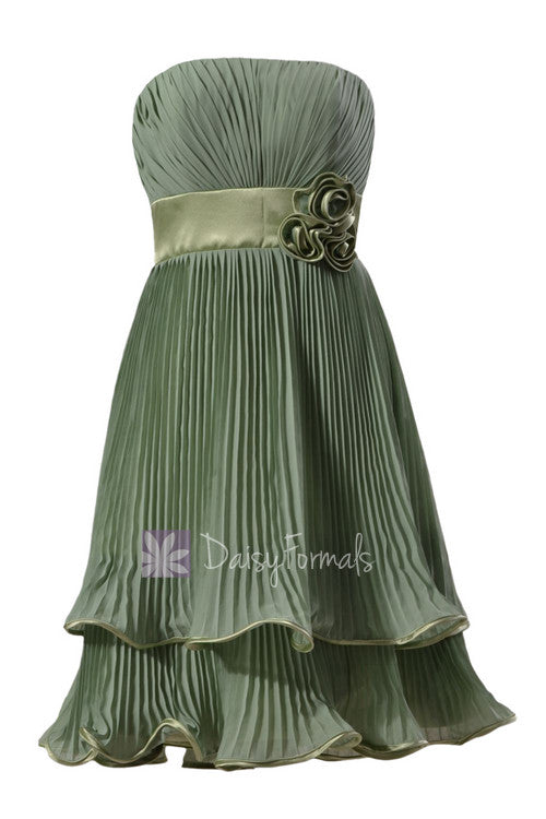 Classic short two-layer xanadu chiffon bridal party dress vintage formal evening dress(bm334)