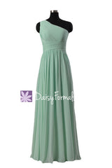 Mint chiffon dress affordable long mint green bridesmaid dress chiffon party dress(bm351l)