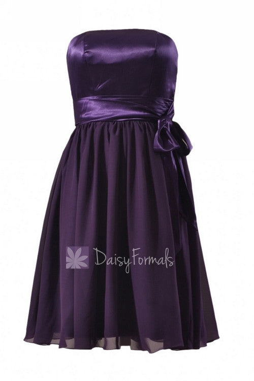 Attractive Knee Length Purple Party Dress Strapless Prom Dress W/Satin DaisyFormals-Bridesmaid and Formal Dresses in 59+ Colors Attractive Knee Length Purple Party Dress Strapless Prom Dress W/Satin DaisyFormals-Bridesmaid and Formal Dresses in 59+ Colors