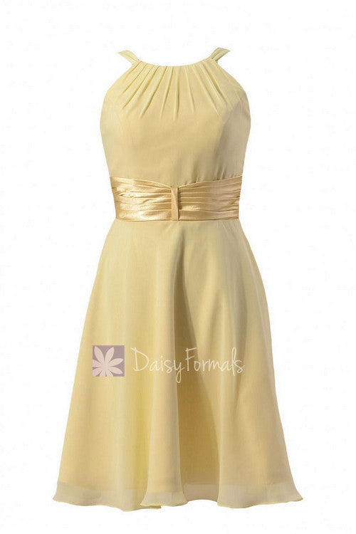 Chic Short Chiffon Formal Wedding Dress Light Yellow Bridesmaid Dress W/Wide Sash(BM3728) DaisyFormals-Bridesmaid and Formal Dresses in 59+ Colors Chic Short Chiffon Formal Wedding Dress Light Yellow Bridesmaid Dress W/Wide Sash(BM3728) DaisyFormals-Bridesmaid and Formal Dresses in 59+ Colors