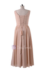 In stock,ready to ship - v-neck chiffon bridesmaid dress long bridal party dresses online(bm5196l)- (#50 champagne)