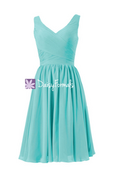 Elegance tiffany blue bridesmaid dress v neckline affordable bridesmaid dress (bm5196s)